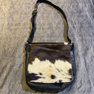 Damare Long Haired Tricolor Cowhide Crossbody Purse